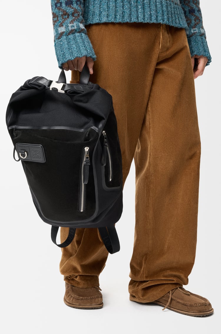 LOEWE Flex roll-top backpack in canvas and suede Black