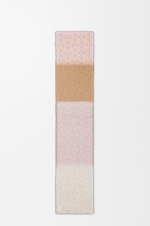 LOEWE Sciarpa in misto lana, seta e cashmere Light Pink/Beige