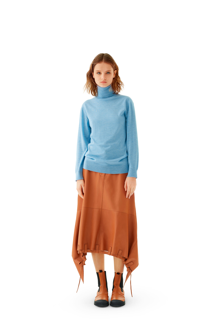LOEWE Anagram embroidered turtleneck sweater in cashmere Light Blue