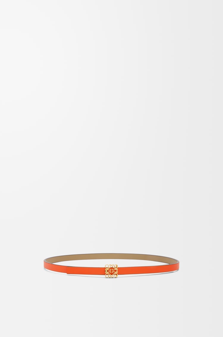 LOEWE Reversible Anagram cube belt in smooth calfskin Clay Green/Vivid Orange/Gold