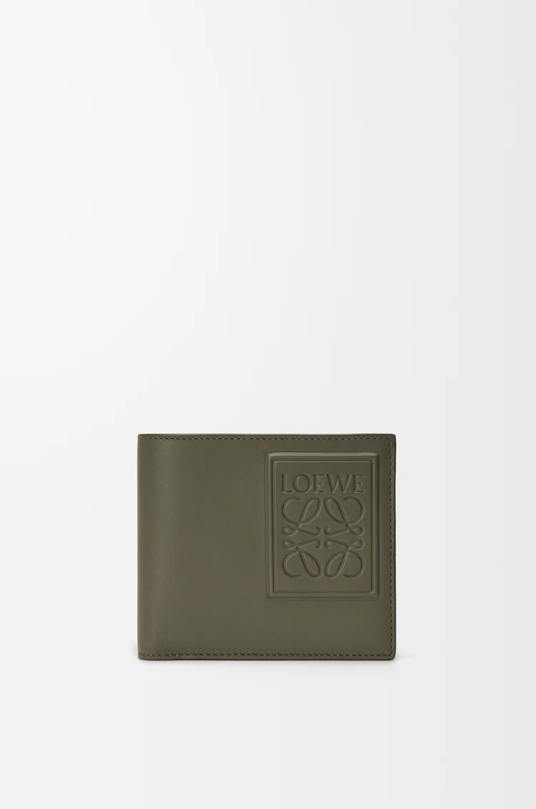 LOEWE Bifold wallet in satin calfskin Khaki Green
