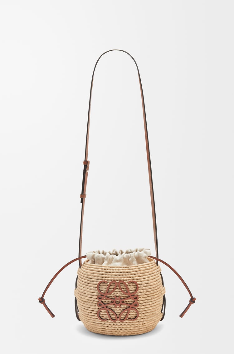 LOEWE Beehive Basket bag in raffia and calfskin Natural/Tan