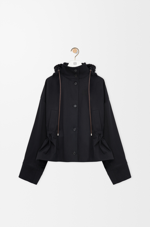 LOEWE Hooded jacket in cotton and silk Black