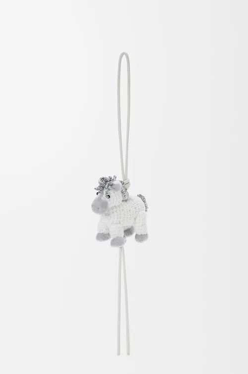 LOEWE Horse charm in felt Soft White/Light Ghost
