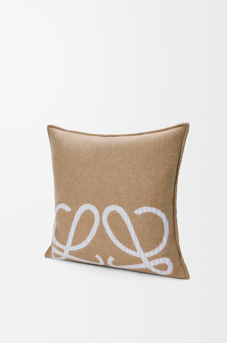 LOEWE Coussin en laine et cachemire Beige/Light Blue