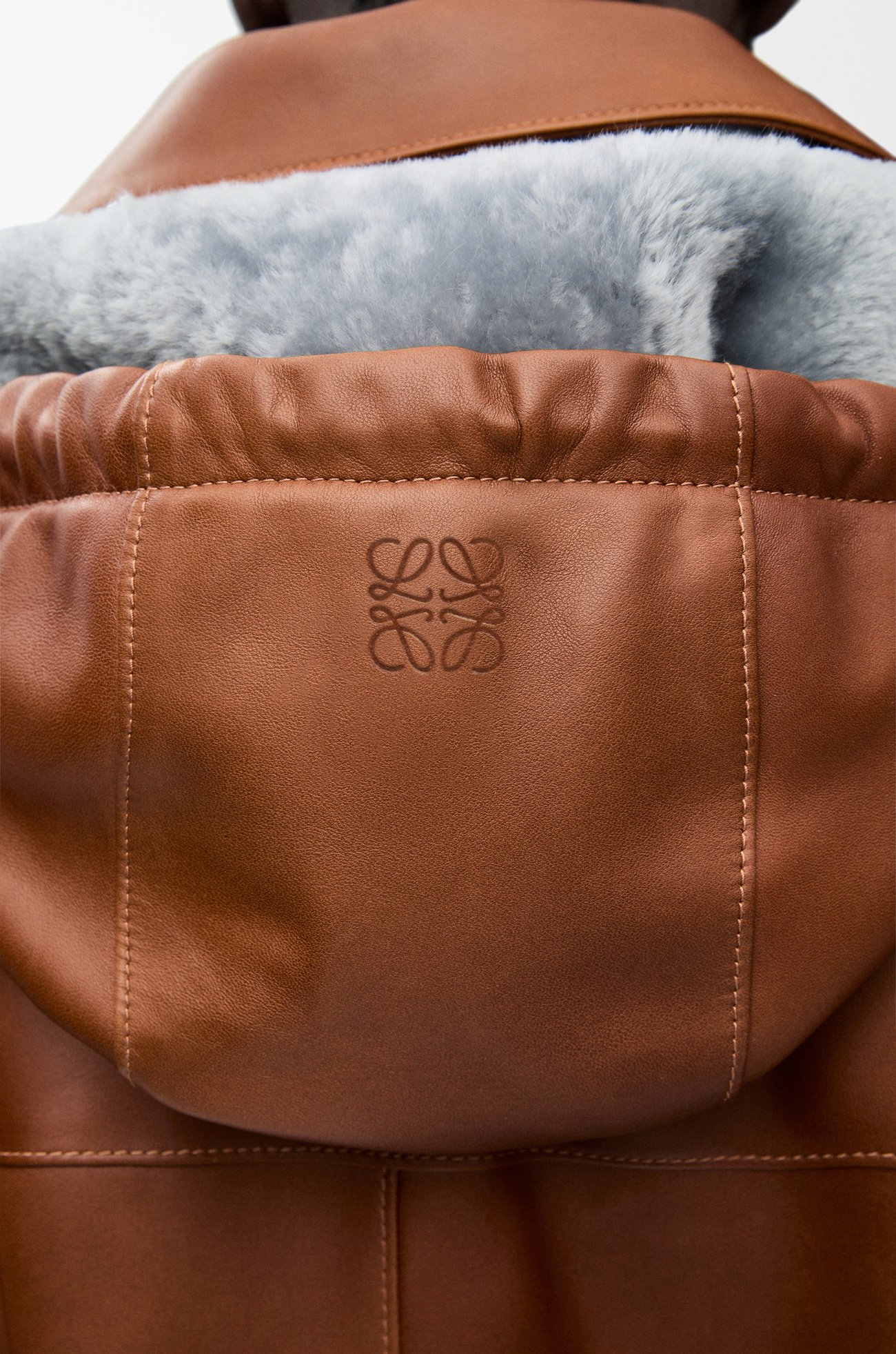 LOEWE Hooded jacket in nappa lambskin Earth Brown