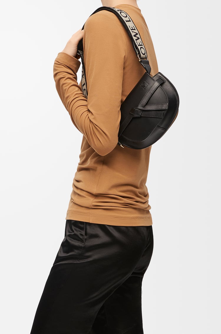 LOEWE Mini Gate Dual bag in soft calfskin and jacquard Black