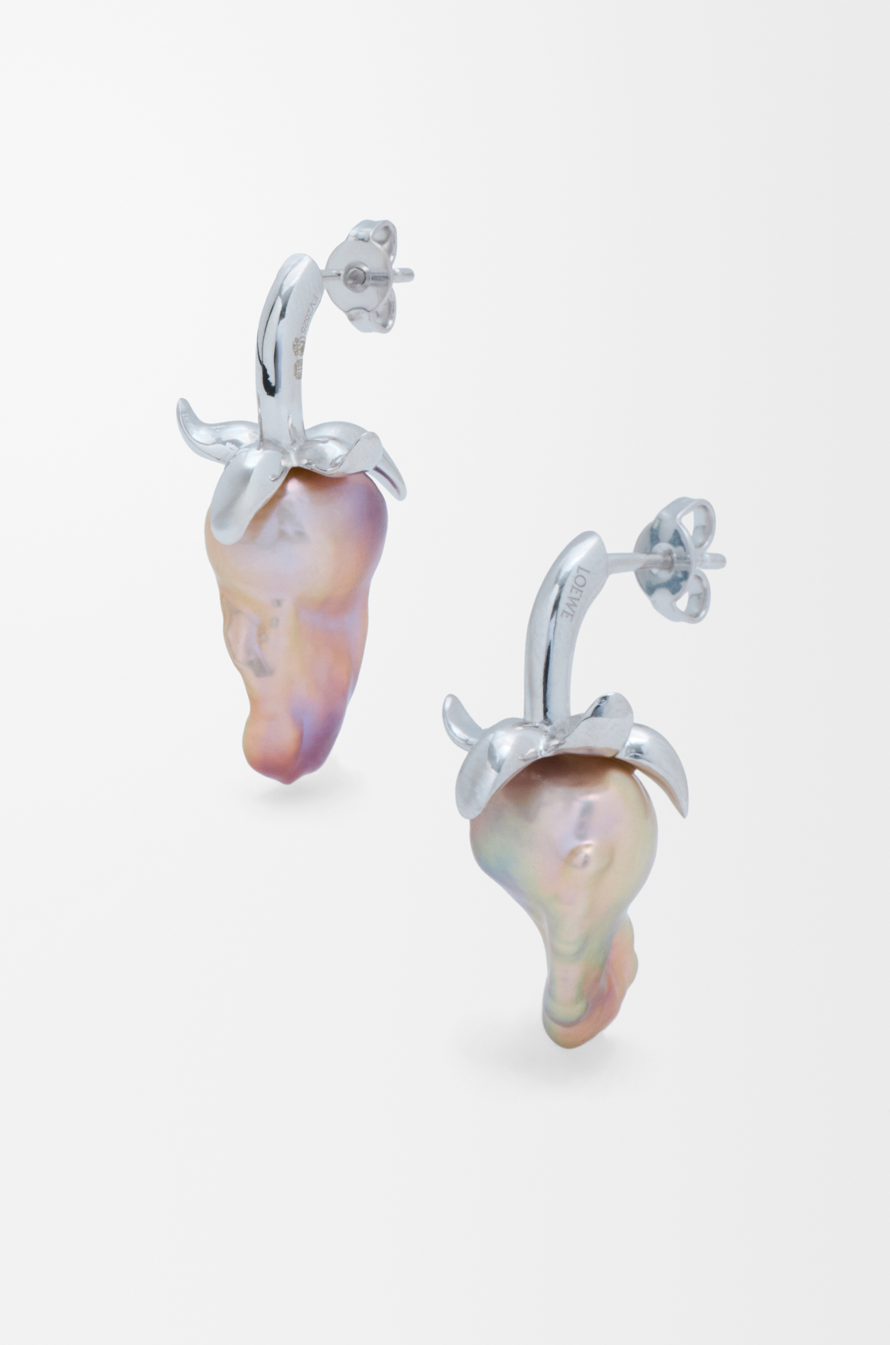 LOEWE Strawberry earrings in sterling silver and pearl Silver/Red