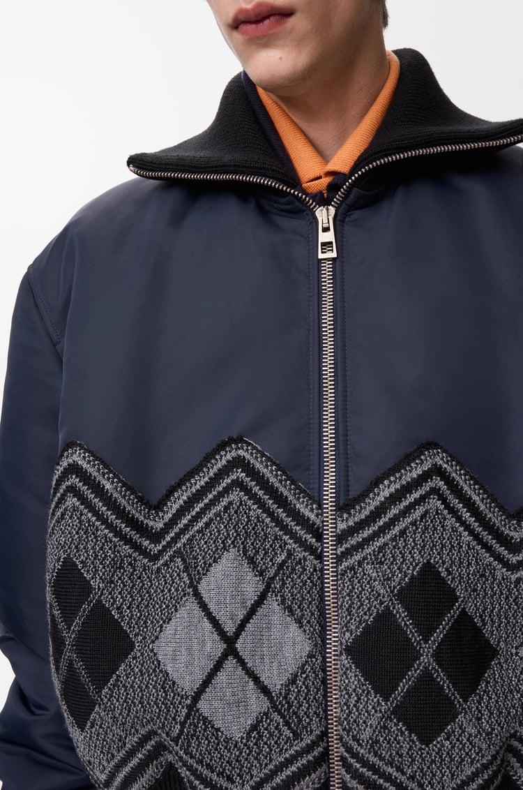 LOEWE Bomber jacket in nylon and wool blend Dark Navy