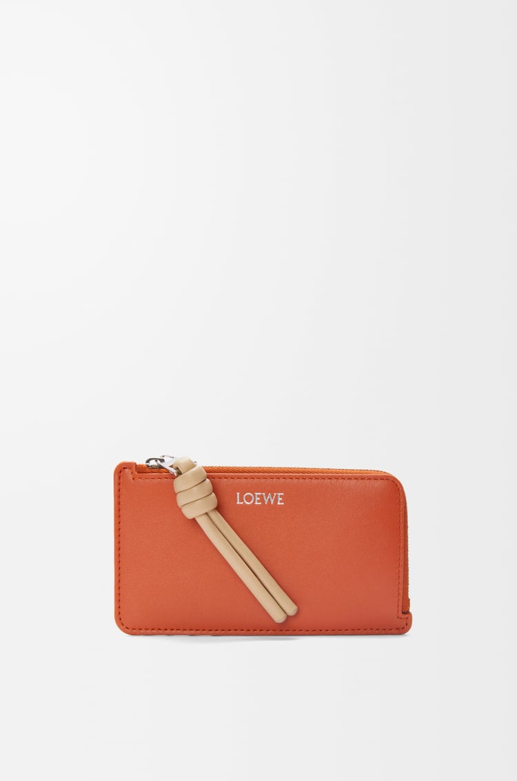 LOEWE Knot coin cardholder in shiny nappa calfskin Maple/Papercraft