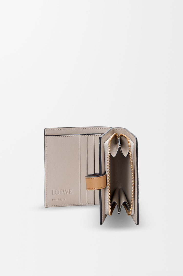 LOEWE Compact zip wallet in soft grained calfskin Taupe/Gold