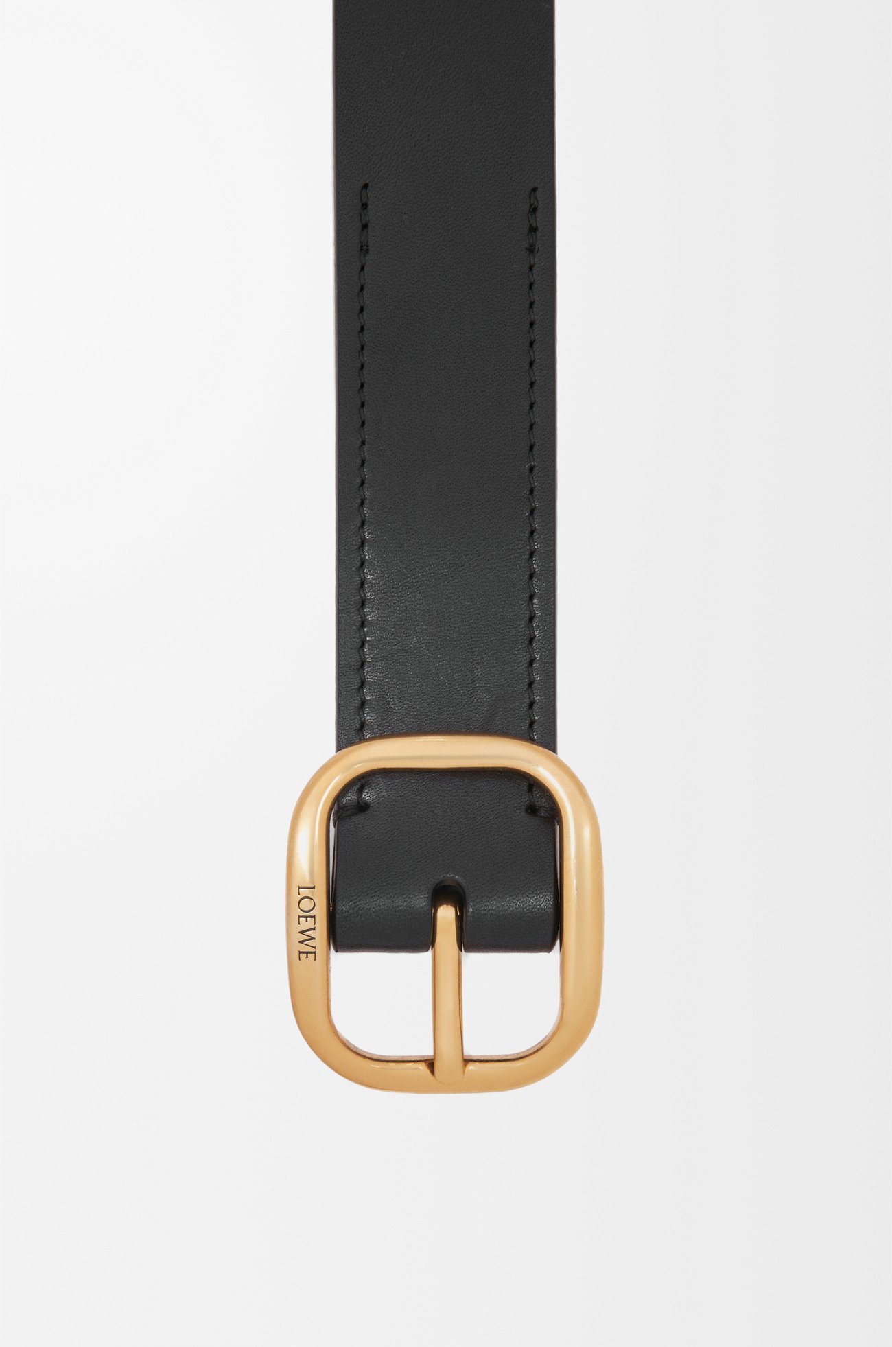 LOEWE 經典小牛皮柔軟皮帶  黑色/金色