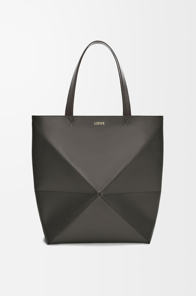 LOEWE XL Puzzle Fold tote in shiny calfskin Dark Grey
