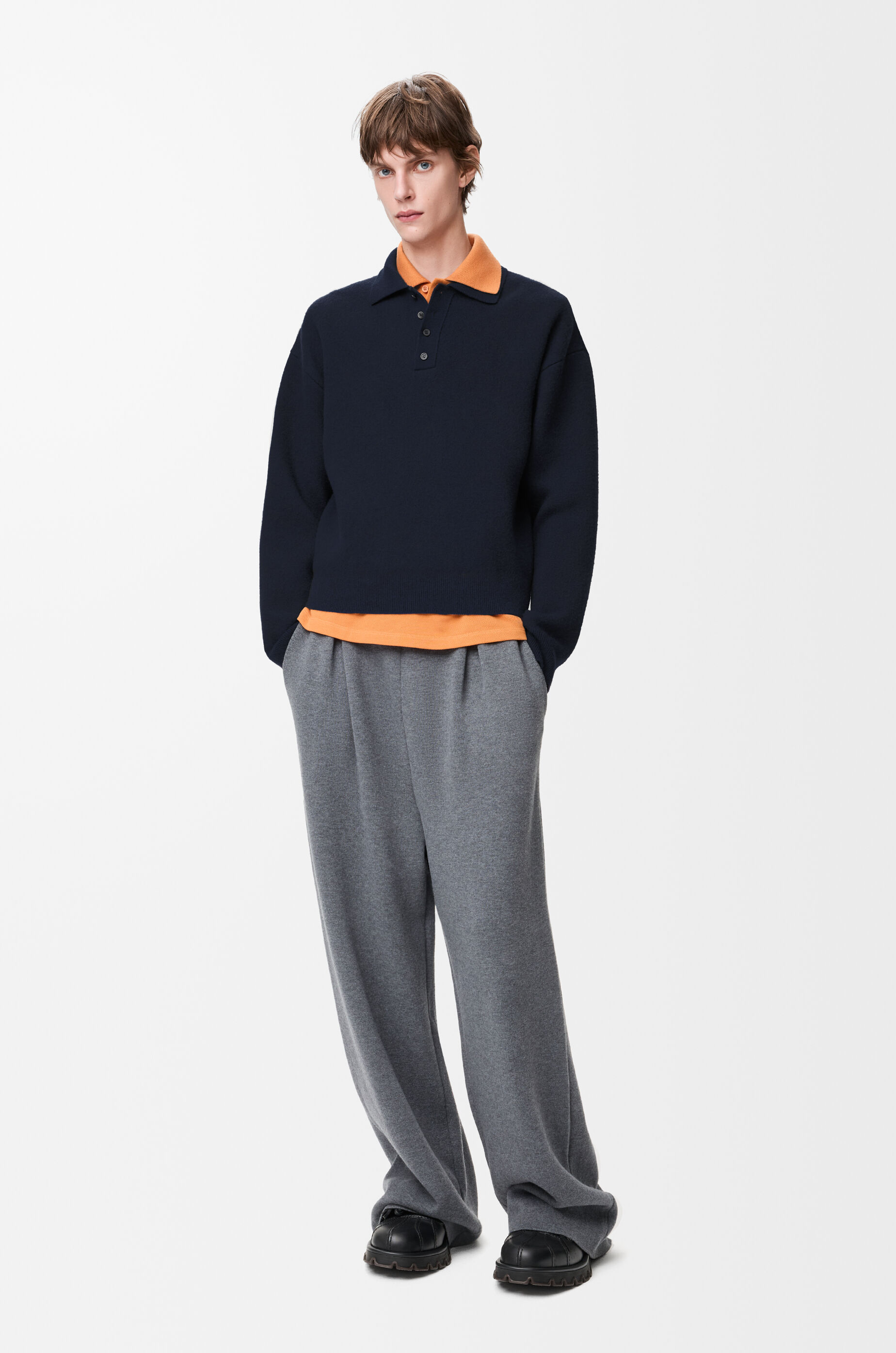 Polo sweater in wool Blue - LOEWE USA Official Website