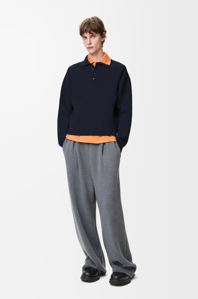 LOEWE Polo sweater in wool Navy Blue