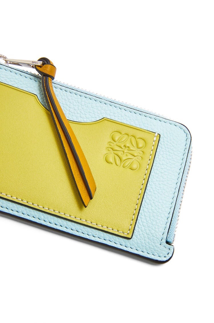 LOEWE Coin cardholder in soft grained calfskin Crystal Blue/Lime Yellow