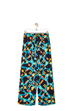 LOEWE Shell print trousers in viscose Black/Turquoise