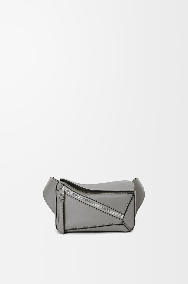 LOEWE Mini Puzzle bumbag in classic calfskin Asphalt Grey