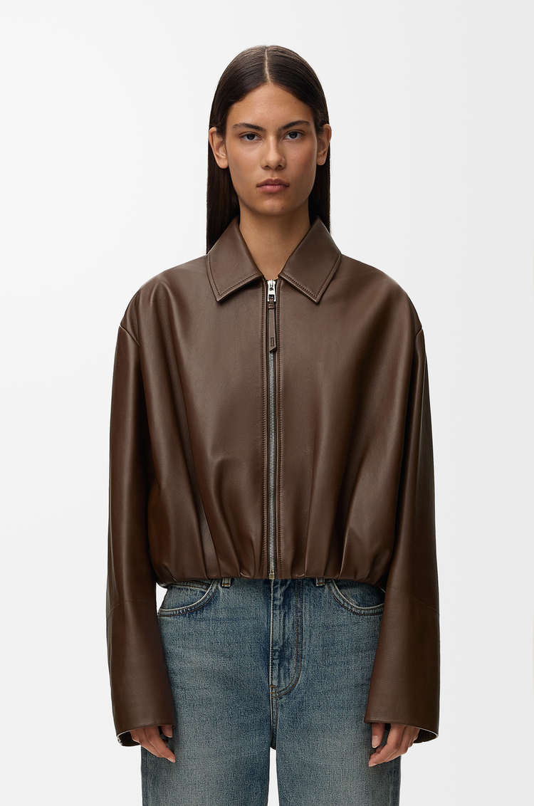LOEWE Draped jacket in nappa lambskin Chocolate Brown