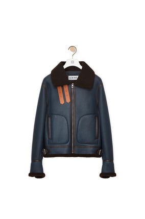 LOEWE Aviator jacket in shearling Brown/Blue
