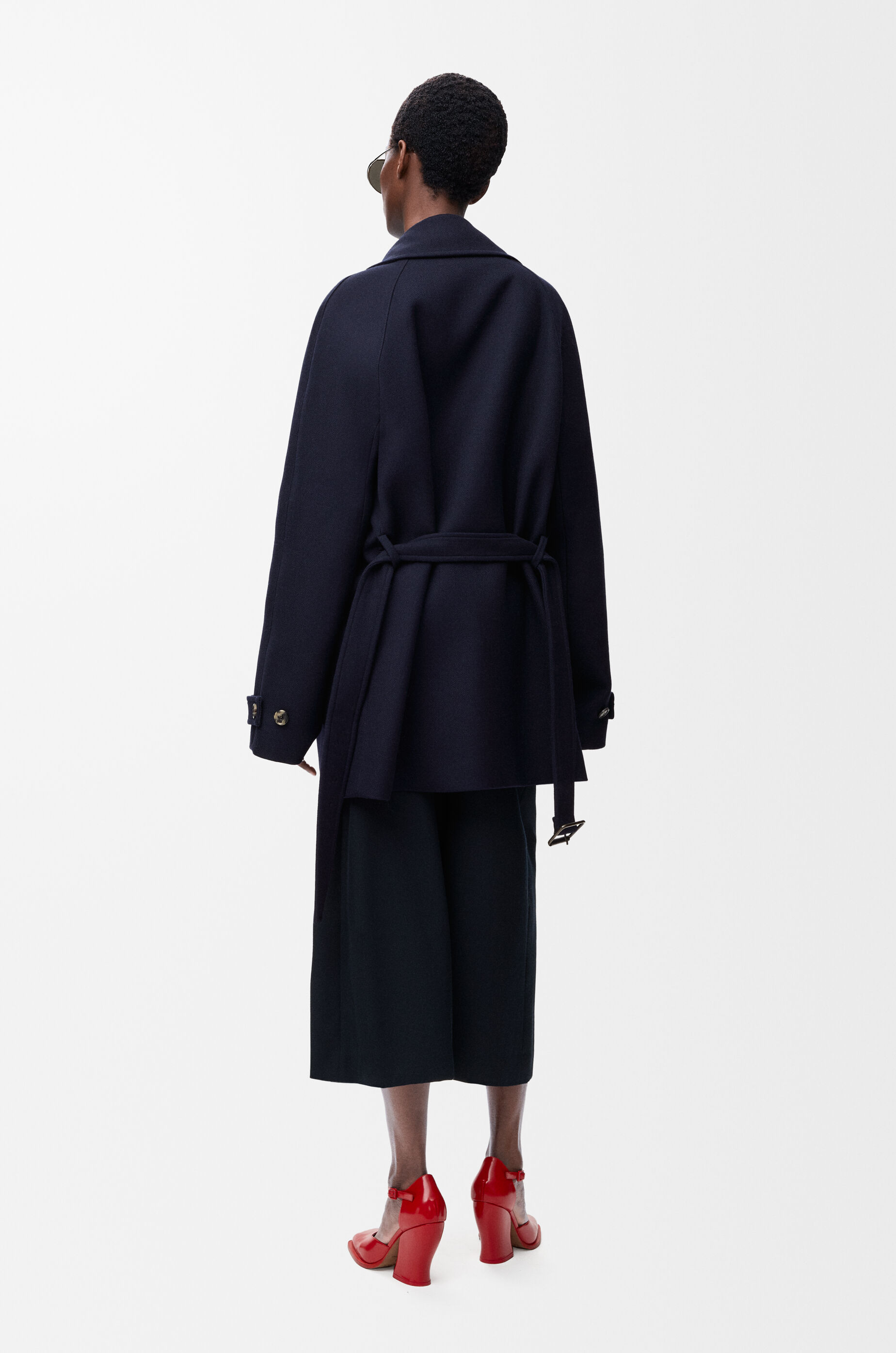 ロエベ LOEWE ネイビー ダブルブレスト チェスターコート 46 ダブルブレスト コート（ウールブレンド） ブラック - LOEWE