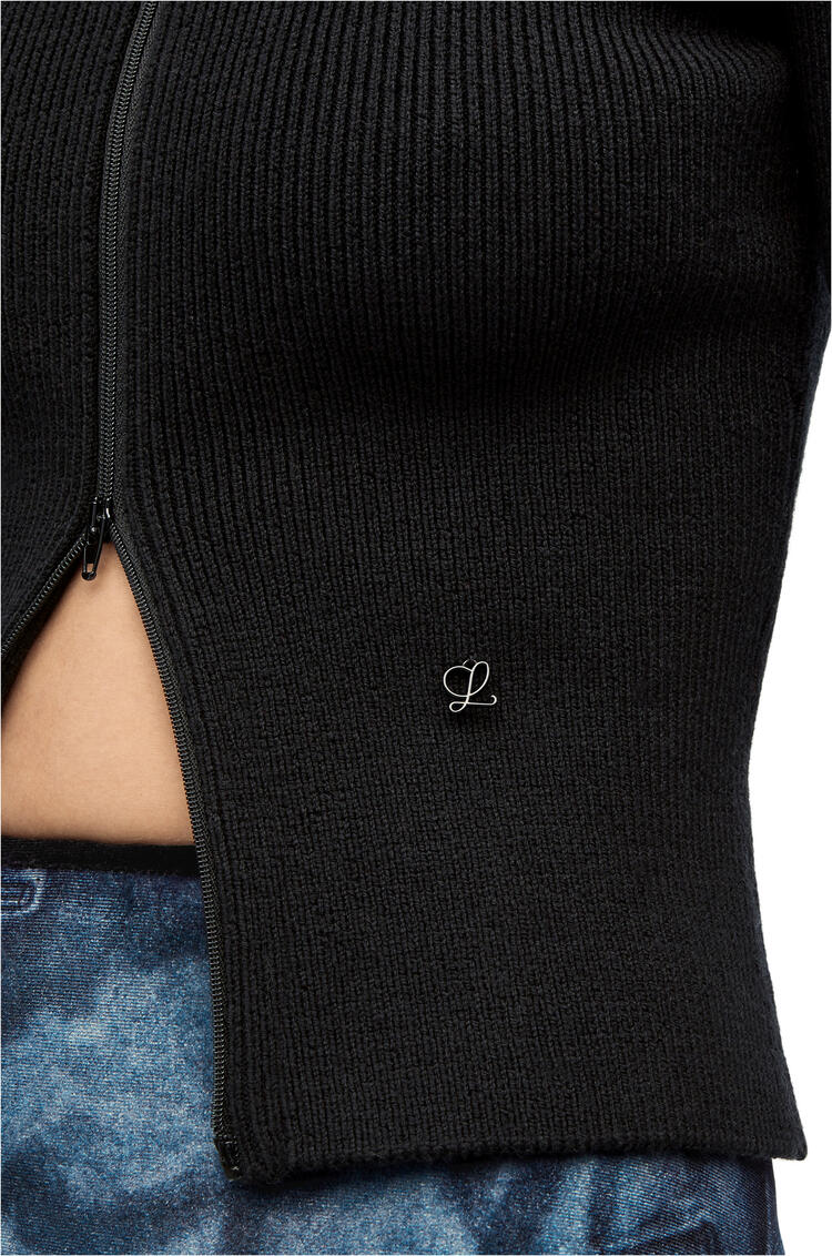 LOEWE Cropped zip up sweater in wool Black