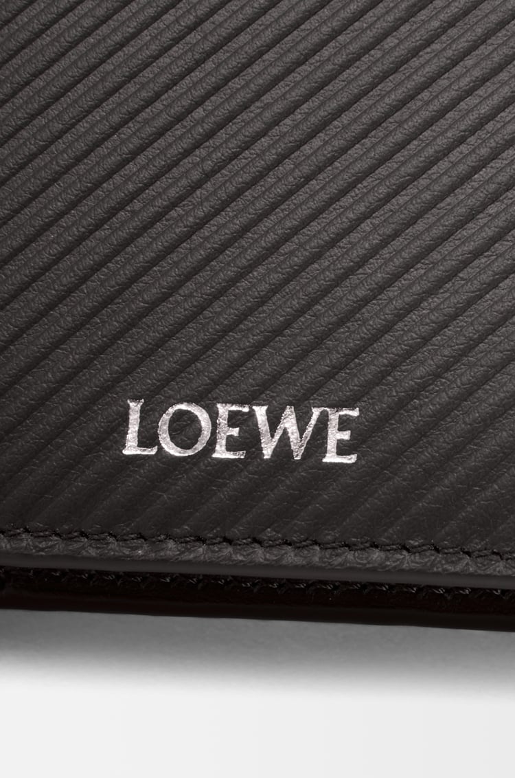 LOEWE Portefeuille compact fin en cuir de veau classique texturé Gris Foncé