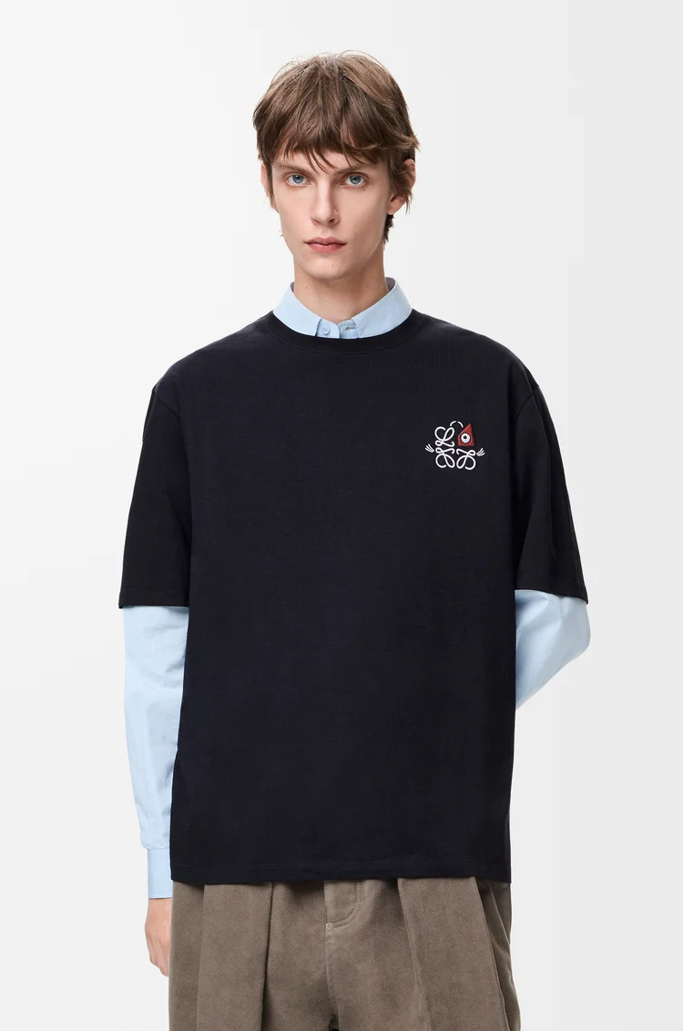 LOEWE Camiseta de corte holgado en algodón Azul Marino