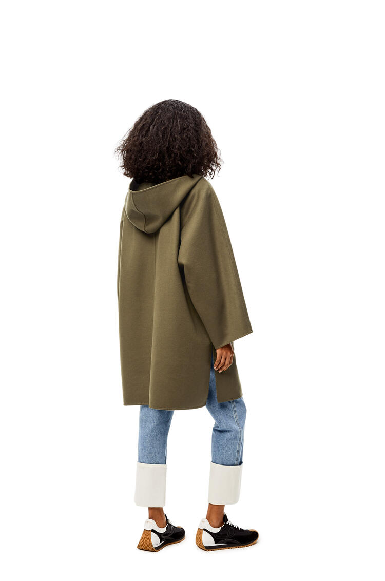 LOEWE Abrigo en lana y cashmere con capucha Verde Loden pdp_rd
