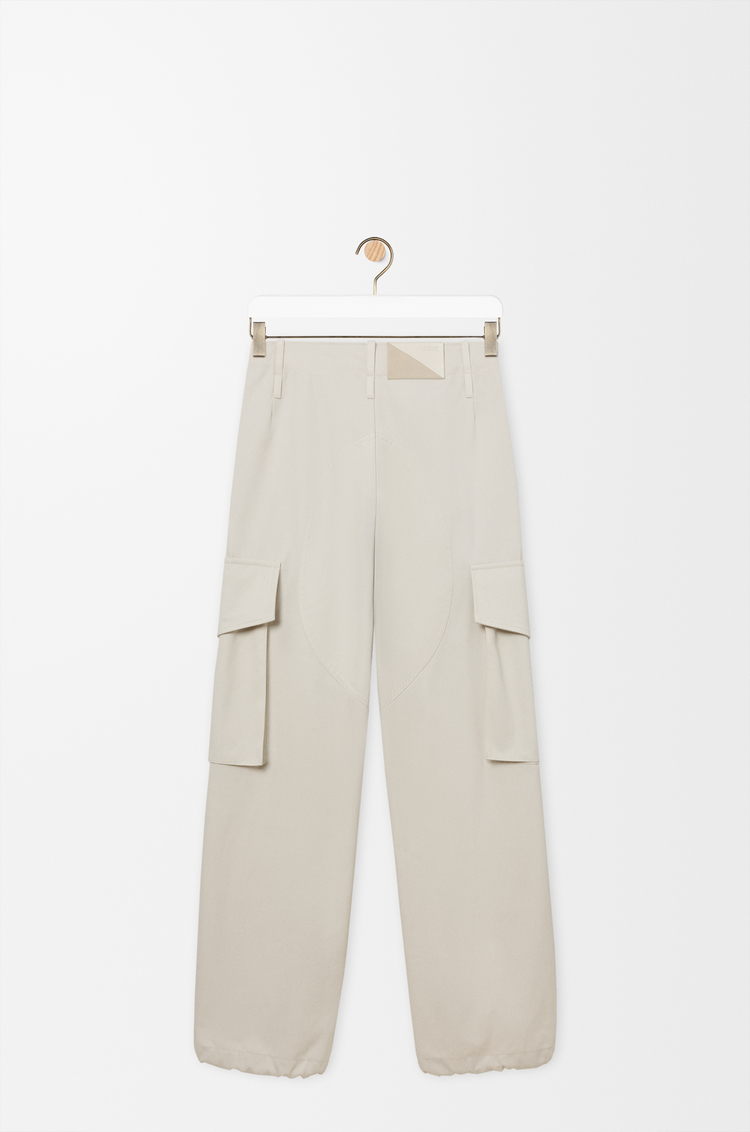 LOEWE Cargo trousers in cotton and silk Ivory