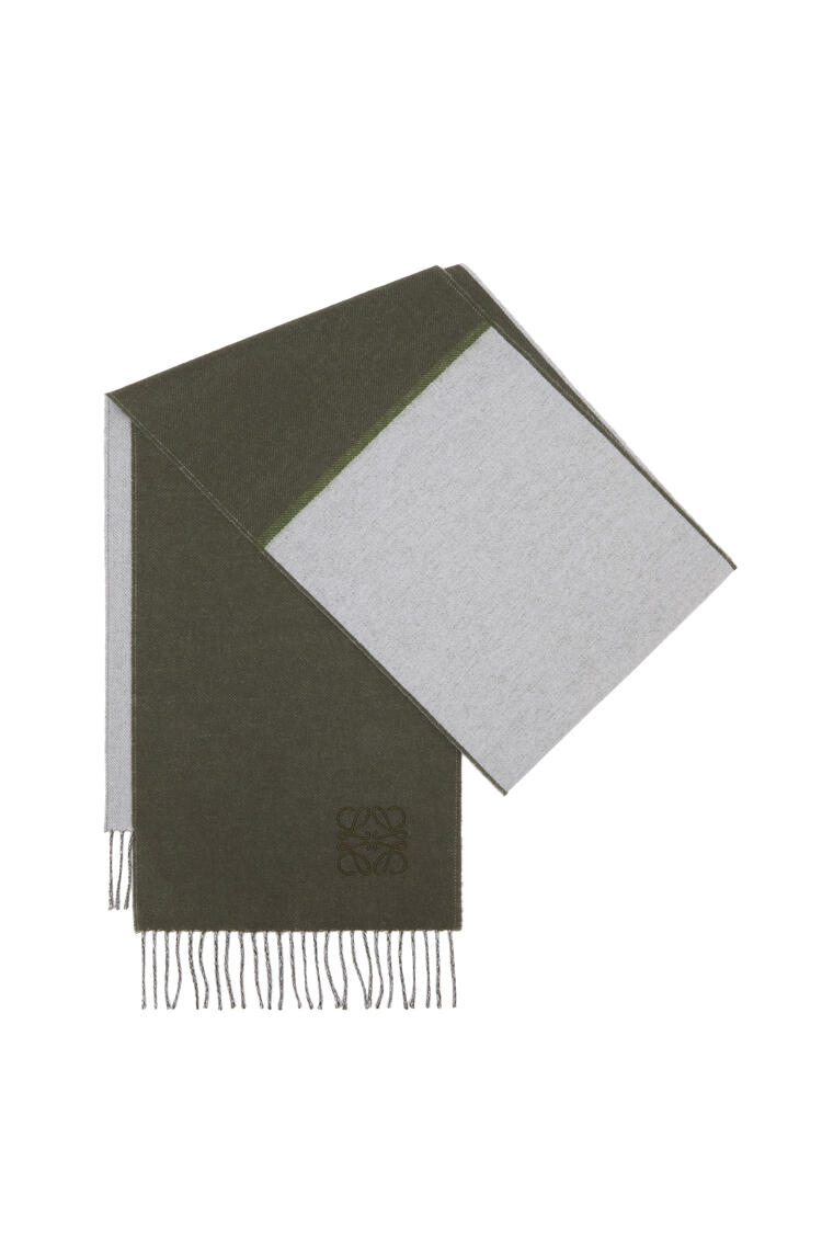 LOEWE Window scarf in wool and cashmere Dark Green/Grey pdp_rd