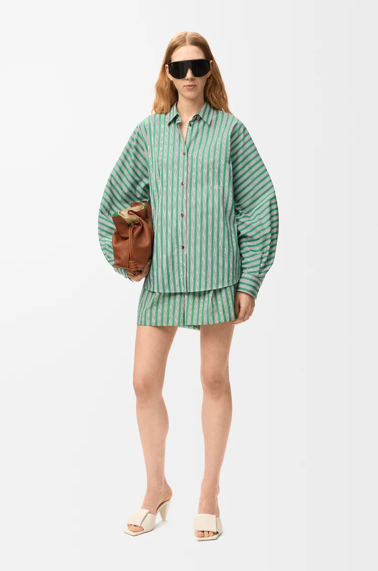 LOEWE Camisa en algodón Verde/Blanco