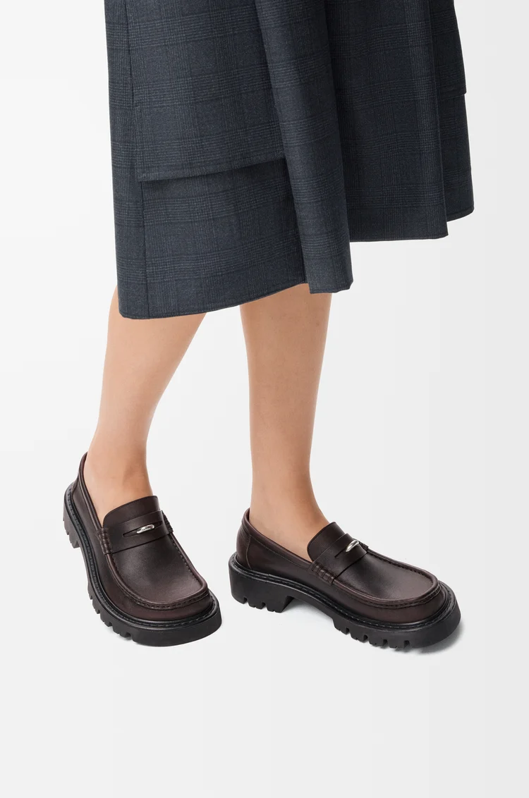 LOEWE Sierra loafer in brushed-off calfskin Dark Brown