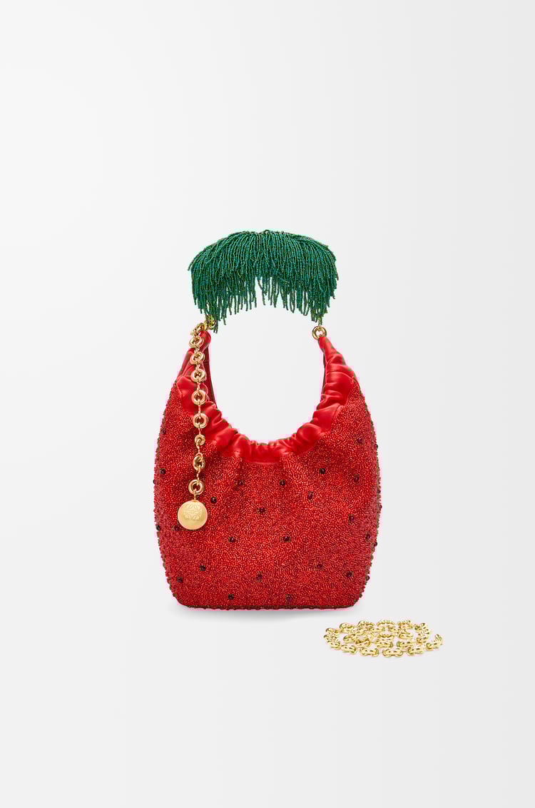 LOEWE Mini Squeeze bag in beaded leather Red