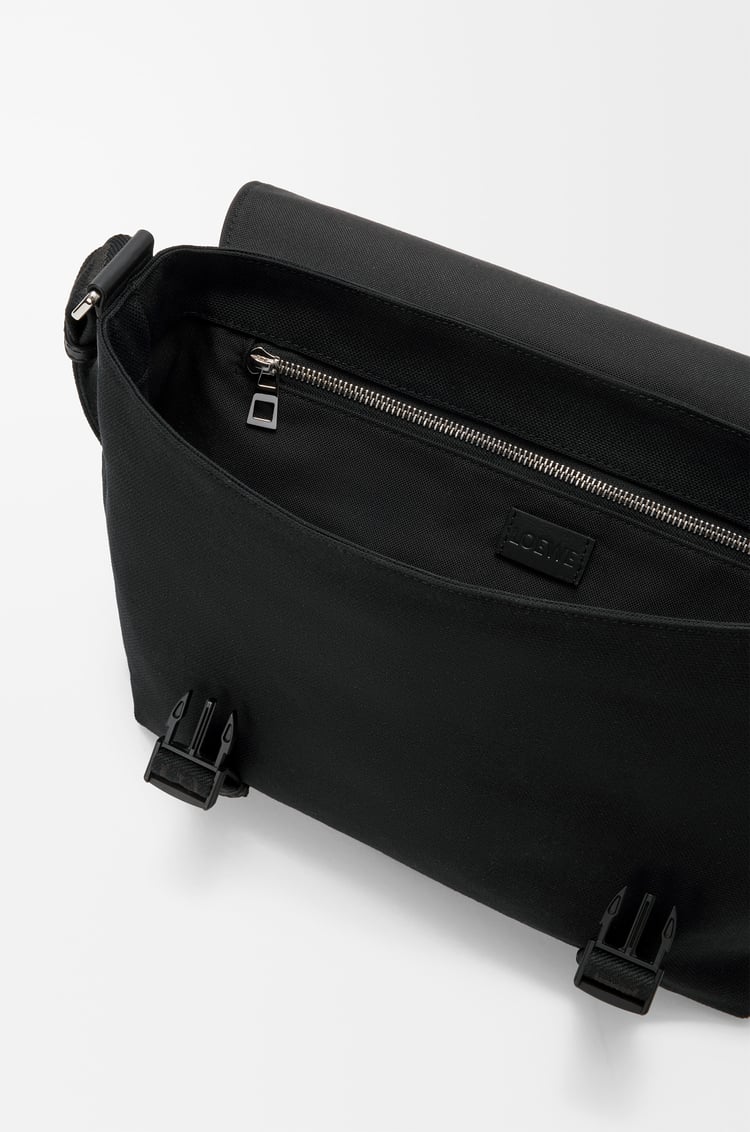 LOEWE Medium Flex messenger in canvas and brushed suede Khaki/Black