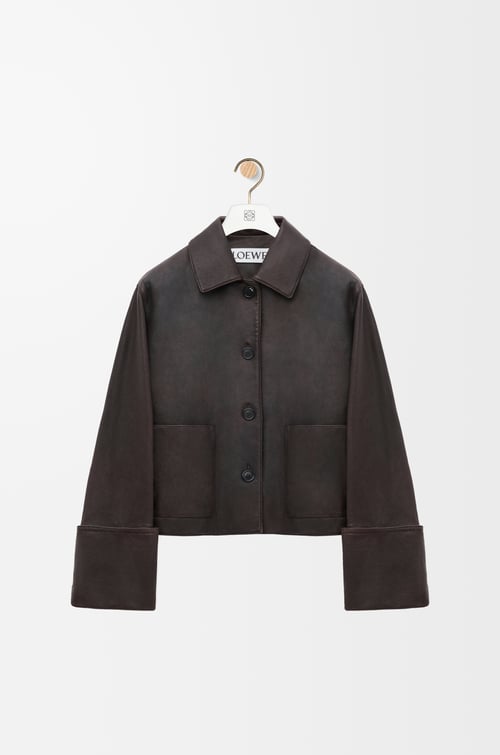 LOEWE Turn-up jacket in nappa lambskin Brown plp_rd
