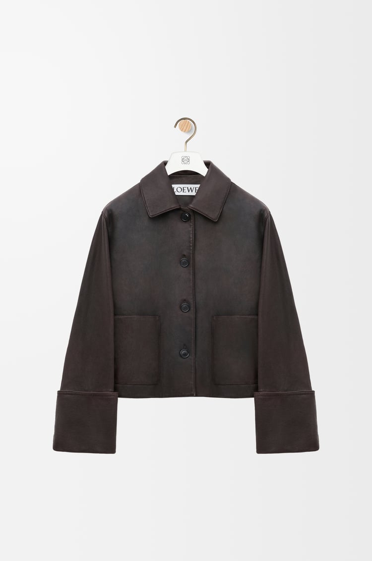 LOEWE Turn-up jacket in nappa lambskin Brown