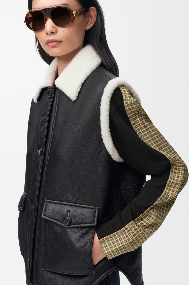 LOEWE Chaleco en lana de oveja Negro