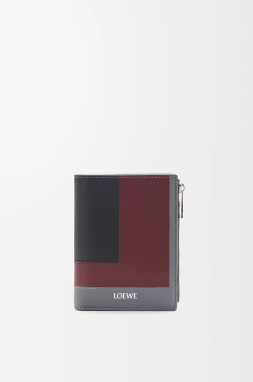 LOEWE Schlanke kompakte Brieftasche aus Nappa-Kalbsleder Ardesia/Tiefes Rubinrot