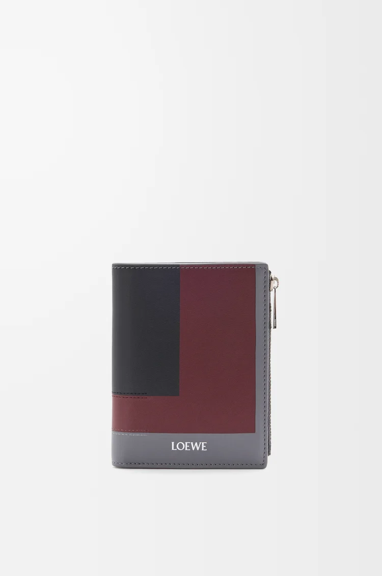 LOEWE Schlanke kompakte Brieftasche aus Nappa-Kalbsleder Ardesia/Tiefes Rubinrot