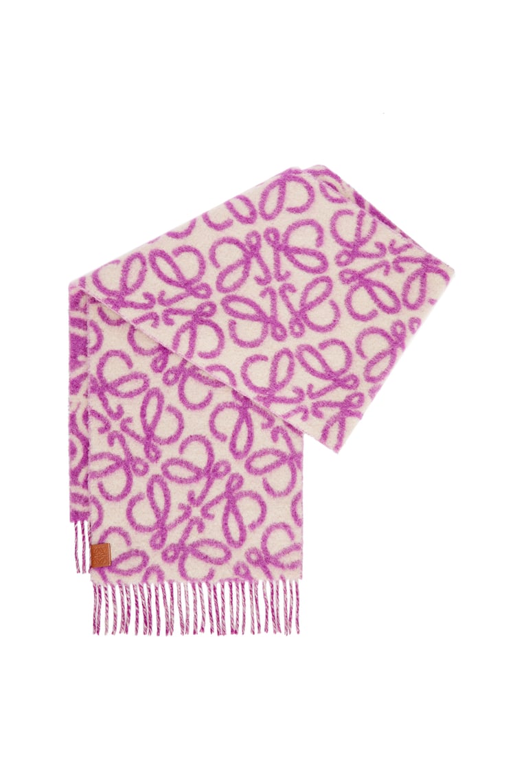 LOEWE Anagram scarf in alpaca and wool blend Purple/Beige Mist