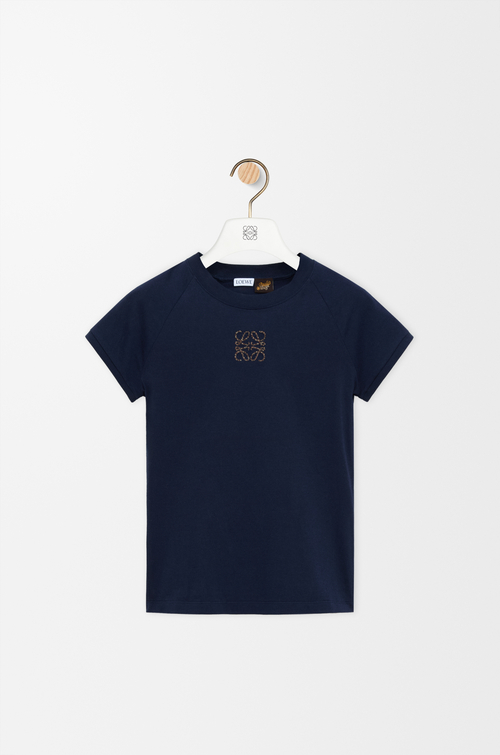 LOEWE Camiseta de corte pequeño en algodón Azul Marino