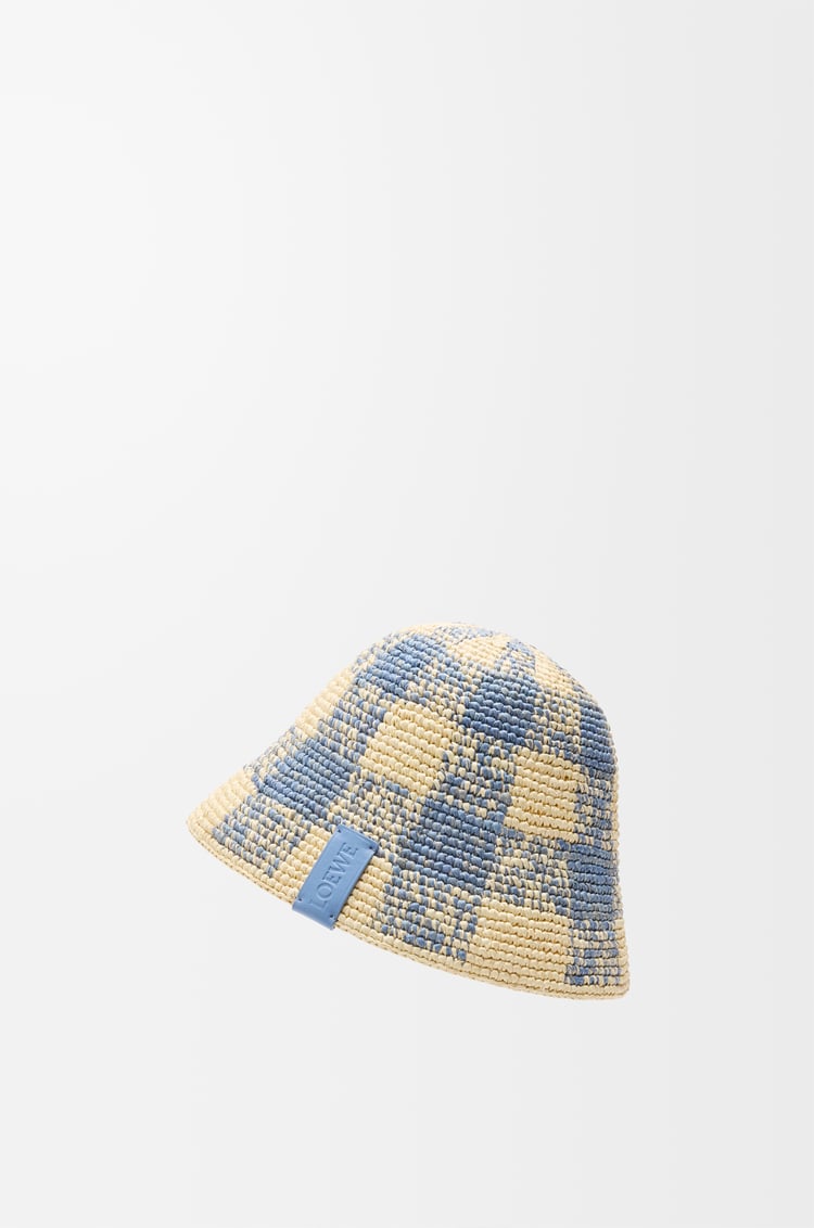 LOEWE Bucket hat in raffia Natural/Light Blue