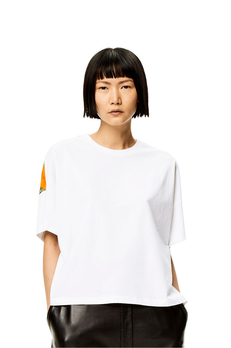 LOEWE Parrots print T-shirt in cotton and silk White/Multicolor