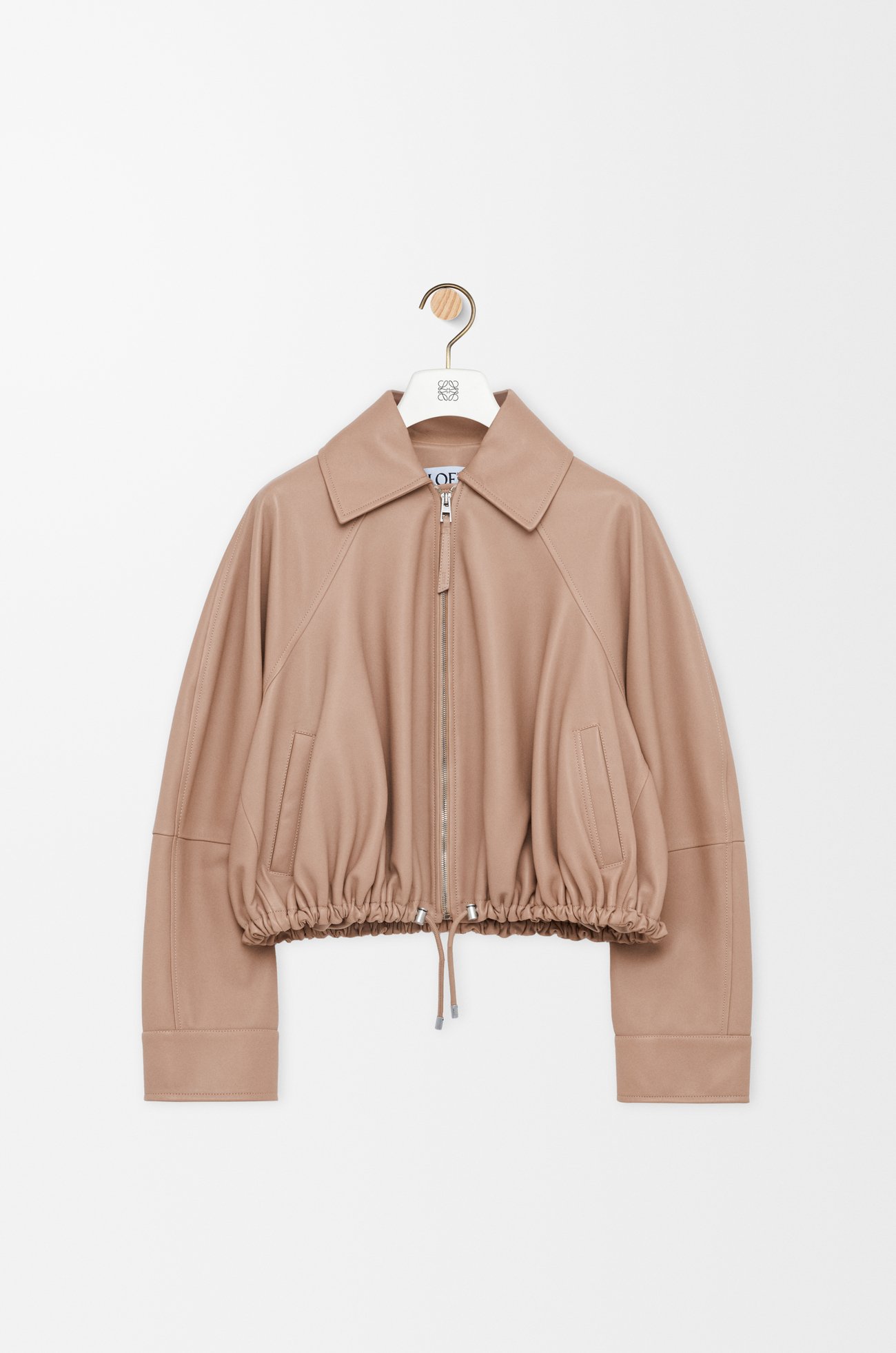 LOEWE Veste ballon en cuir d'agneau nappa Beige
