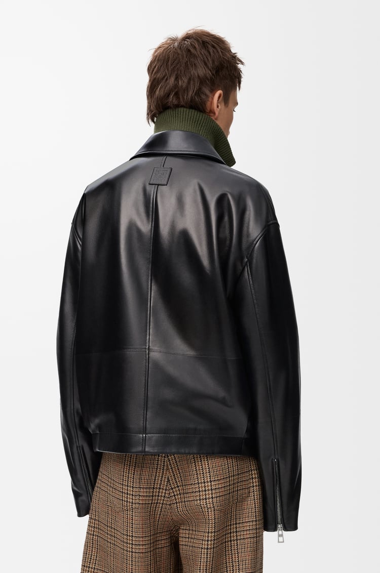 LOEWE Chaqueta con cinturón en piel napa de cordero Negro