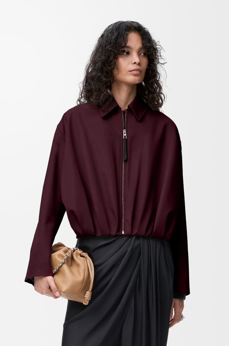 LOEWE Draped jacket in silk Burgundy