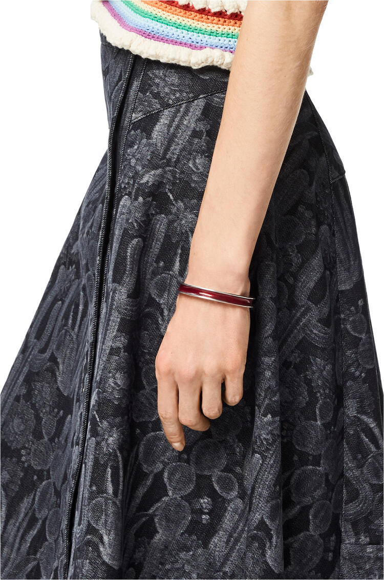 LOEWE Wave bangle in sterling silver and enamel Fuchsia pdp_rd