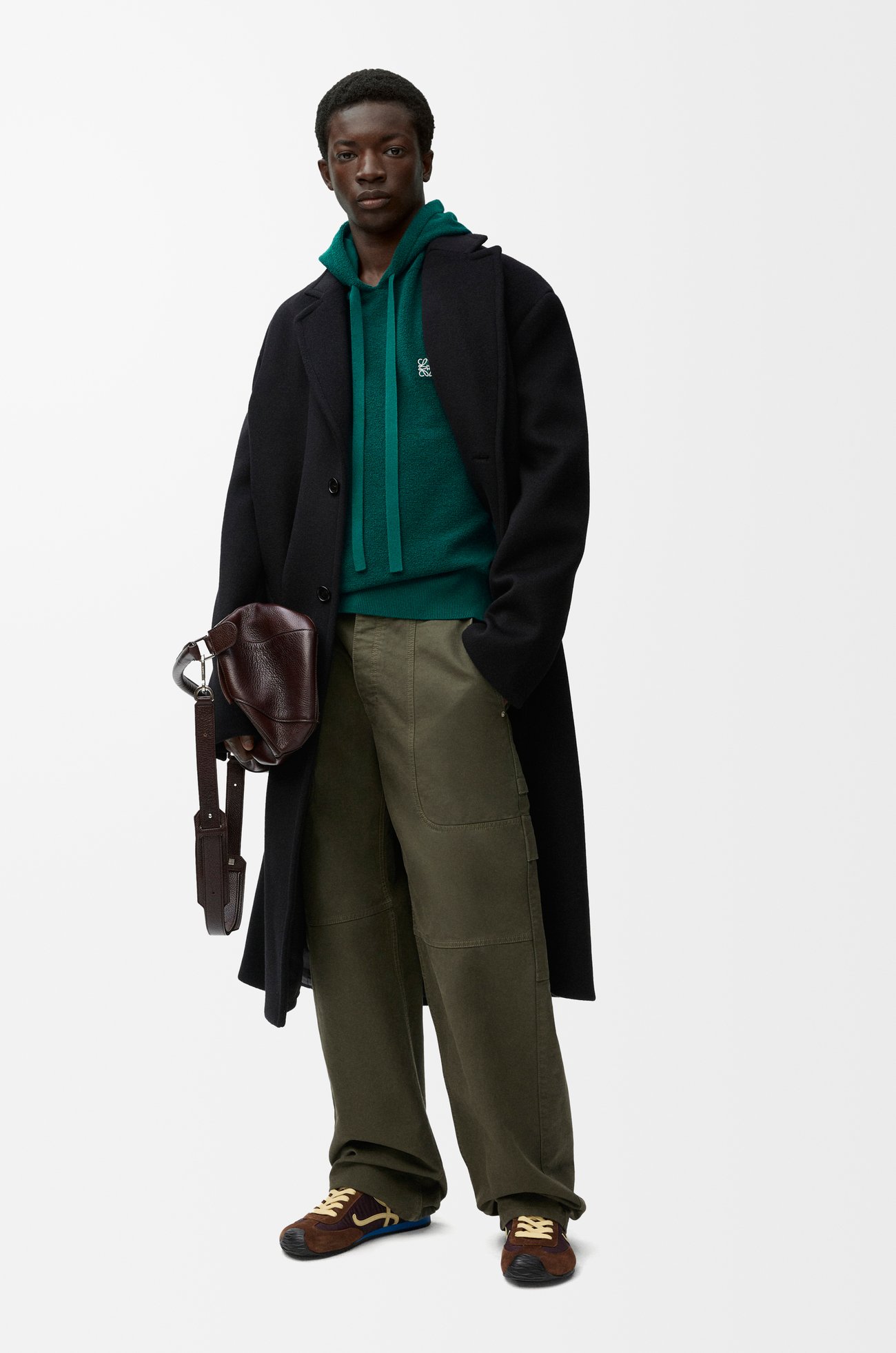 LOEWE Sudadera con capucha en lana Verde Oscuro