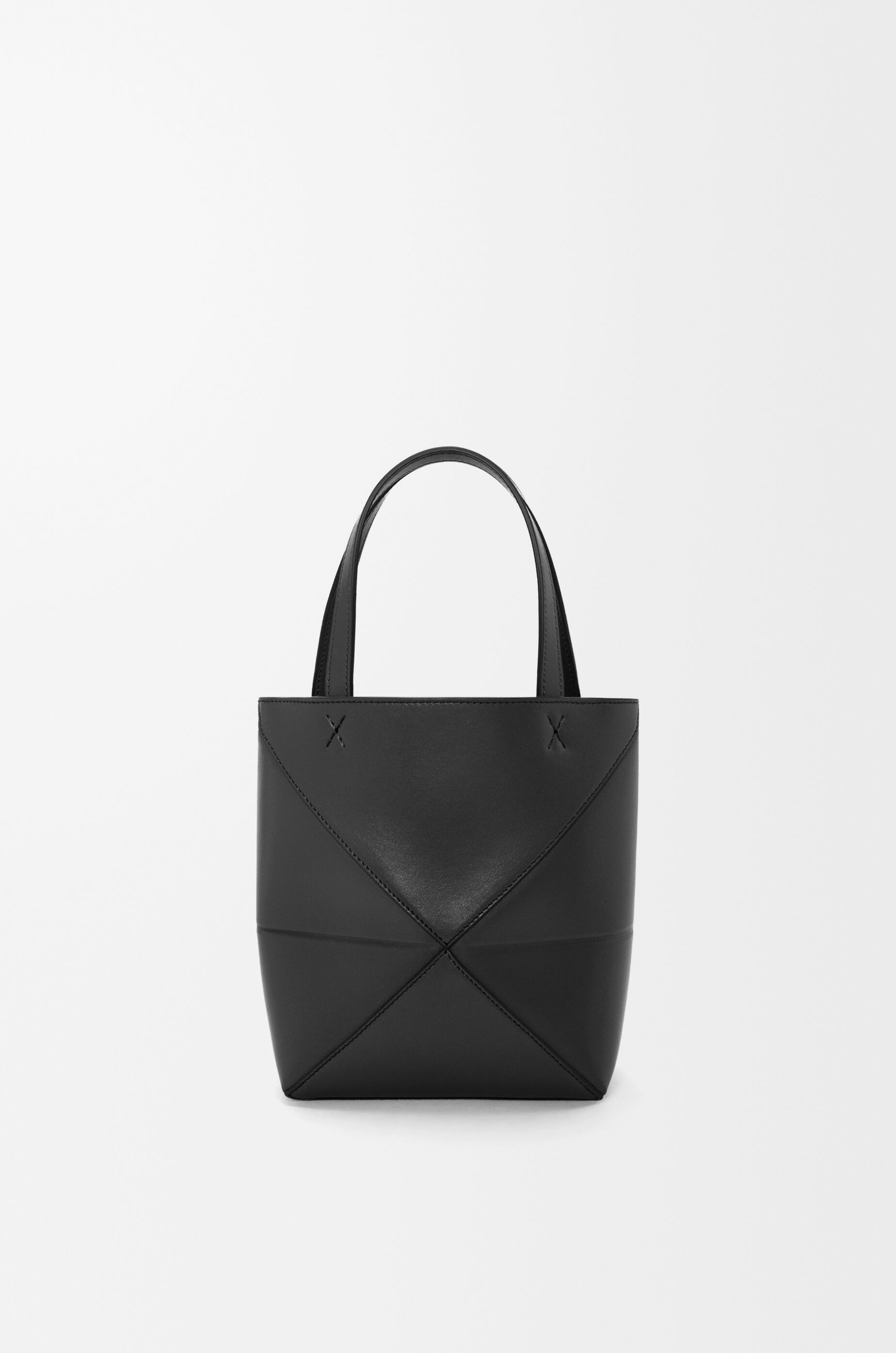 パズルフォルドトート ミニ（シャイニーカーフ） ブラック - LOEWE